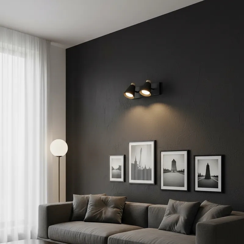 Aplique 2 Luces Con Madera Nordico Dicroica LED GU10