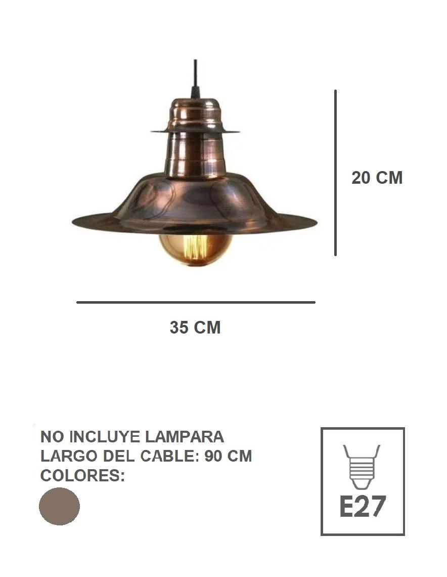 Colgante Cobreado Vintage Sombrero Ideal Decoracion Vintage Led