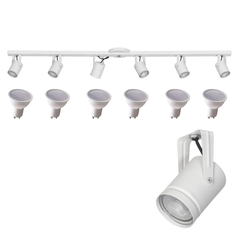 Aplique Barral 6 Spot Rectos Blanco Negro Dicroica Led 7w