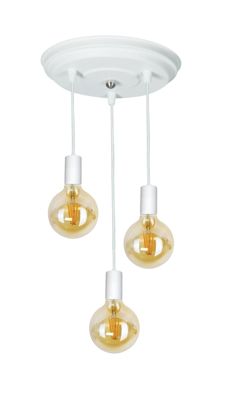 Base Redonda con 3 Colgante Portalamparas PVC