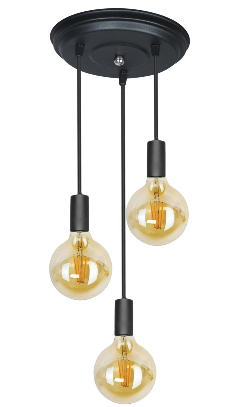 Base Redonda con 3 Colgante Portalamparas PVC