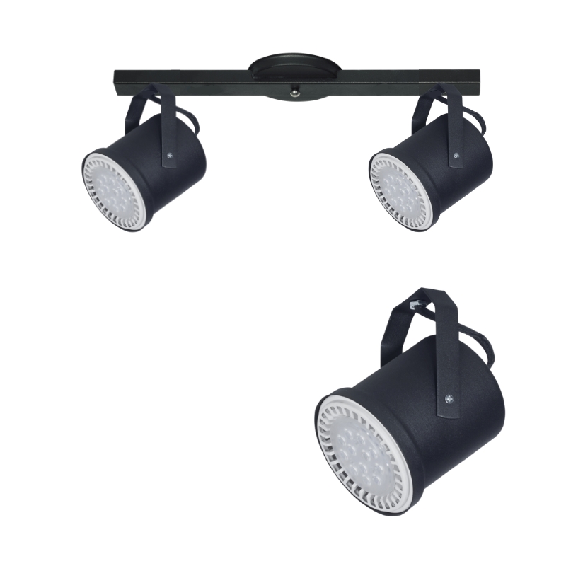 Base Riel 2 Spot Tacho Blanco / Negro AR111 LED 11w