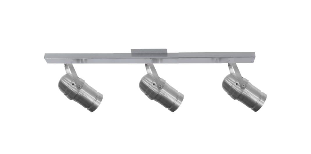 Base Riel 3 Spot Cinema Acero Dicroica Led 7w