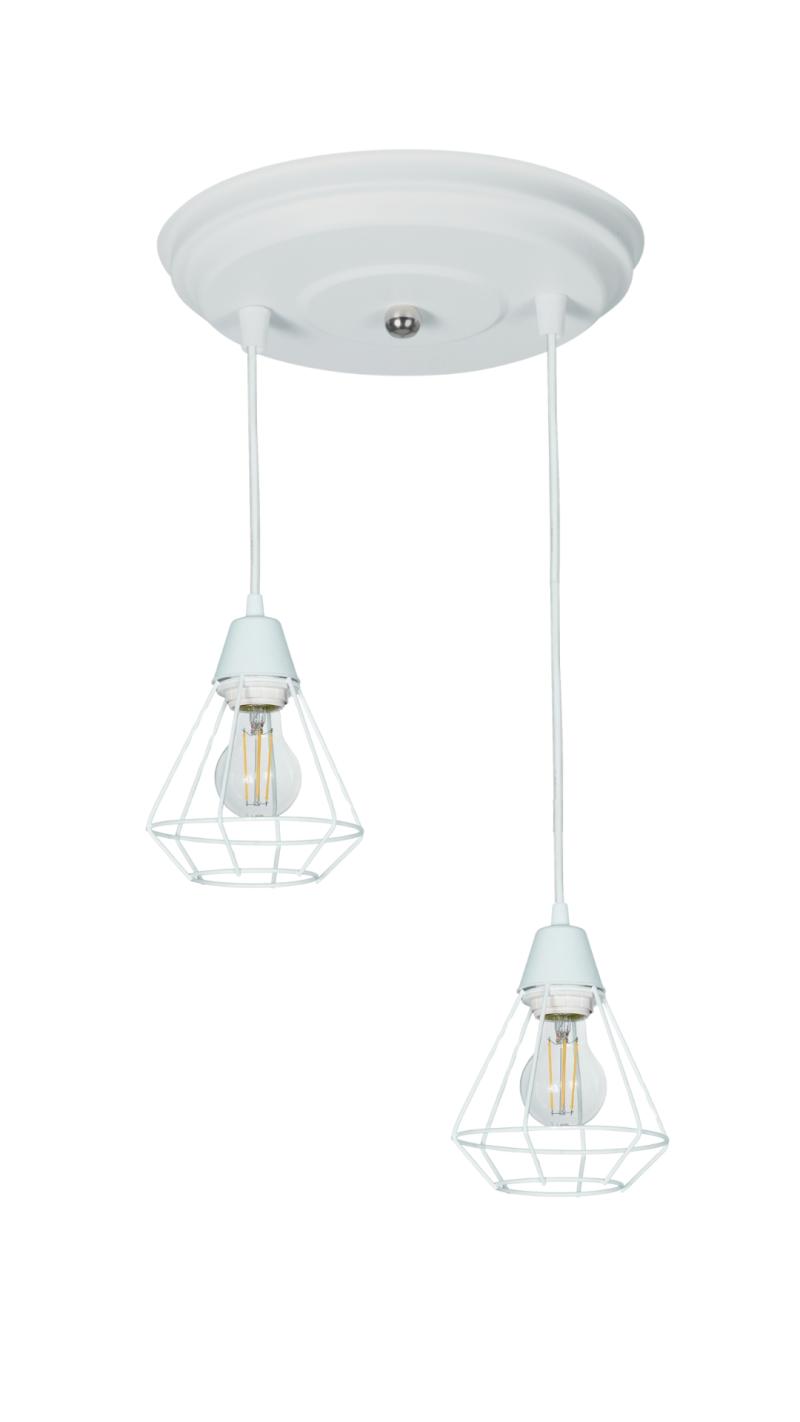 Base Redonda con 2 Colgante "Jaula" Blanco o Negro