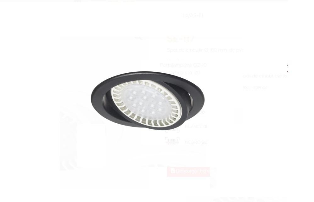 Spot Embutir PVC Blanco Negro Móvil AR111 LED 12w Dimerizable