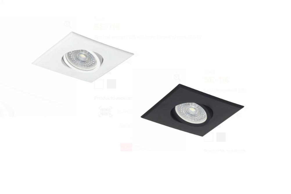 Spot Embutir PVC Cuadrado Blanco Negro Móvil Dicroica LED 7W GU10