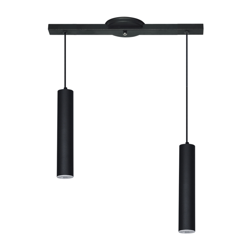 Base con 2 Colgante Tubo Blanco Negro 35 Cm