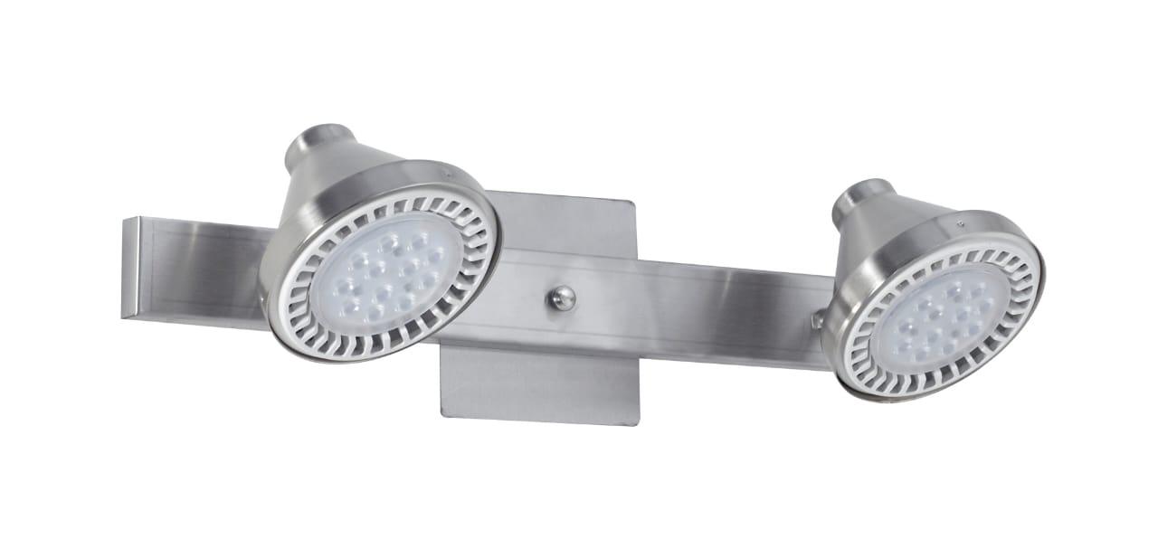 Base Riel 2 Spot Conico Acero AR111 LED 11w