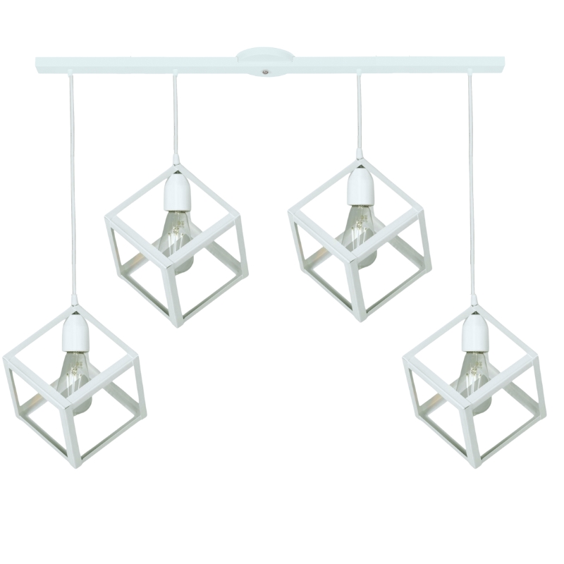 Base con 4 Colgante Cubo Blanco Negro Para LED E27.