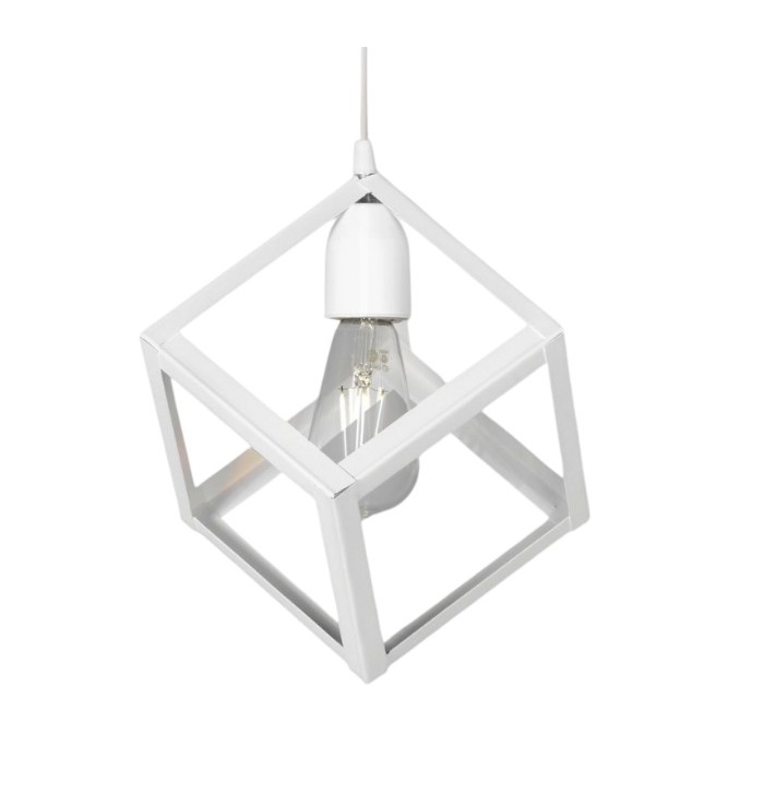 Base con 4 Colgante Cubo Blanco Negro Para LED E27.
