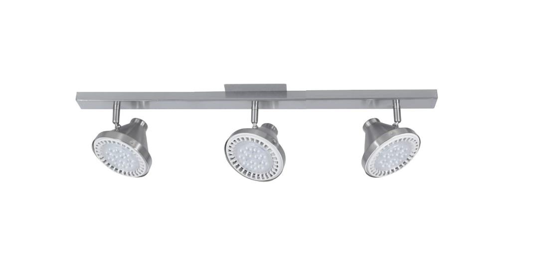 Base Riel 3 Spot Conico Acero AR111 LED 11w