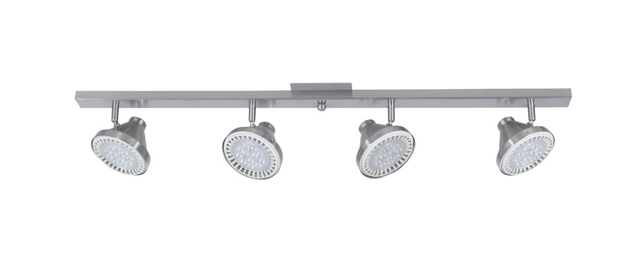 Base Riel 4 Spot Conico Acero AR111 LED 11w