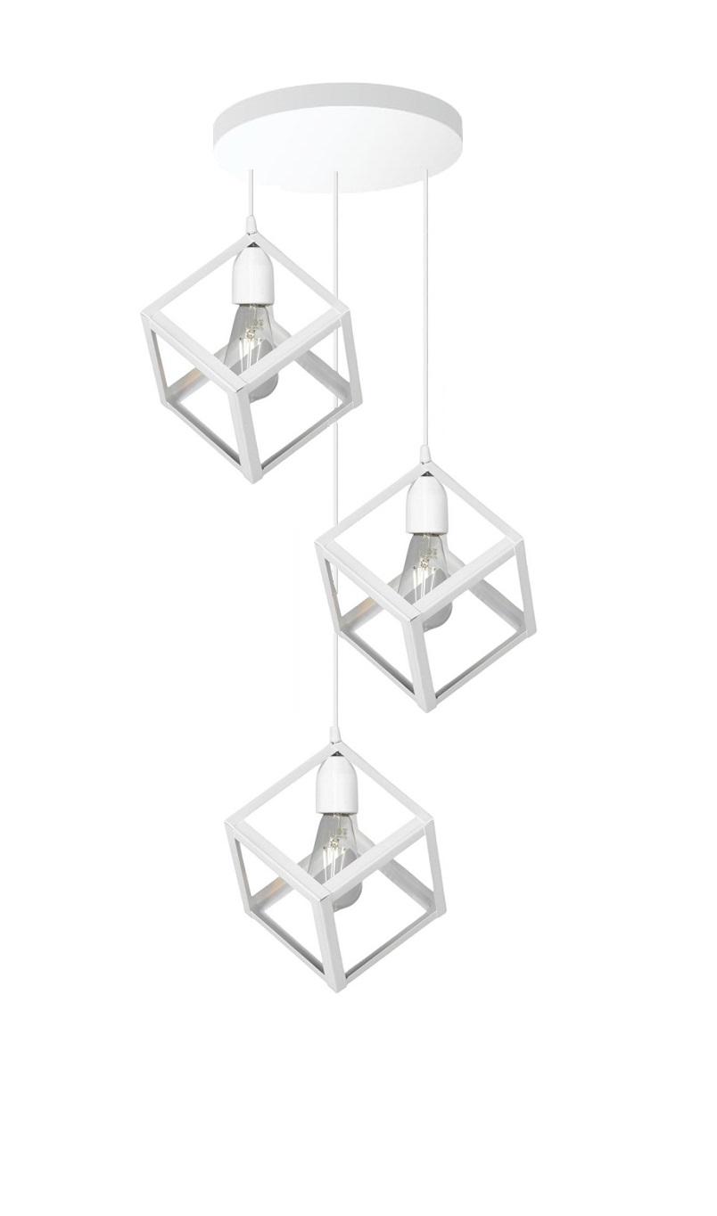 Base Redonda Con 3 Colgante Cubo Para LED E27