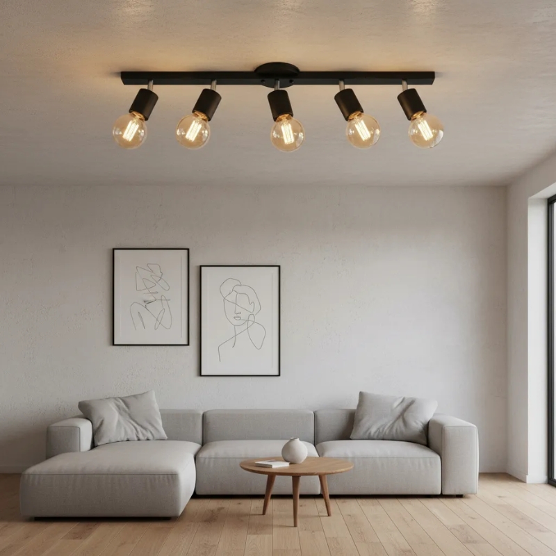 Aplique Barral Techo 5 Luces Moviles E27 Deco Apto Led