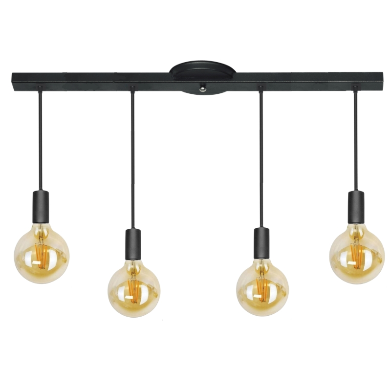 Base Con 4 Colgante Portalamparas Vintage Apto Led E27