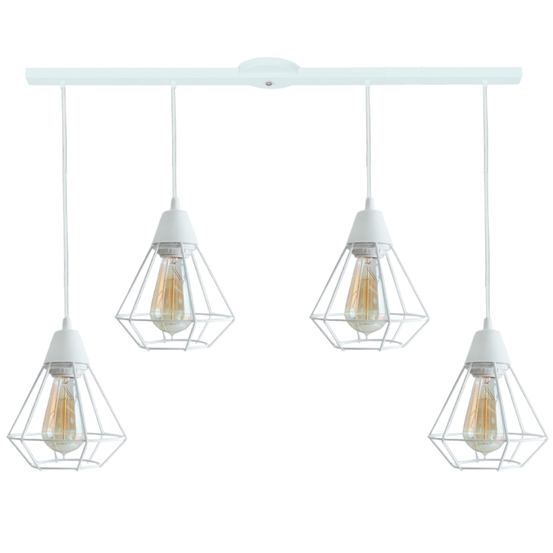 Base con 4 Colgante "Jaula" Blanco o Negro Ideal Vintage LED