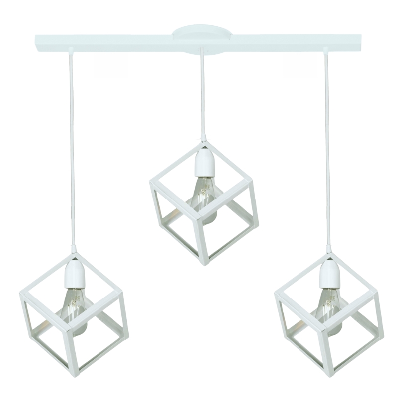 Base con 3 Colgante Cubo Blanco Negro Para LED E27.