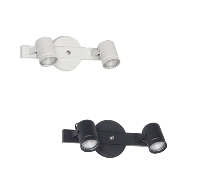 Aplique Barral 2 Spot Rectos Blanco Negro Dicroica Led 7w