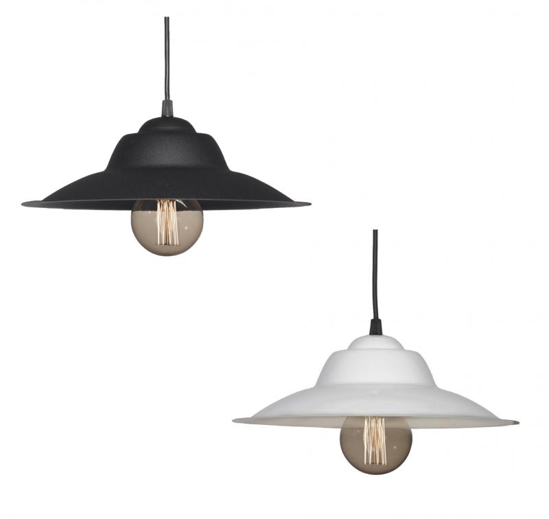Lampara Colgante Galponera 32 Cm Blanca Negra