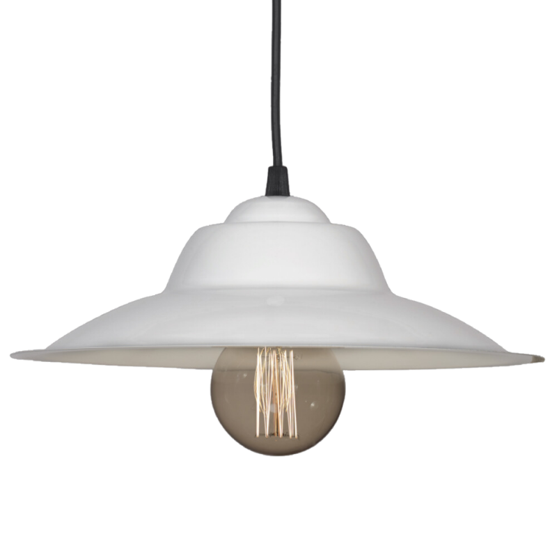 Lampara Colgante Galponera 32 Cm Blanca Negra