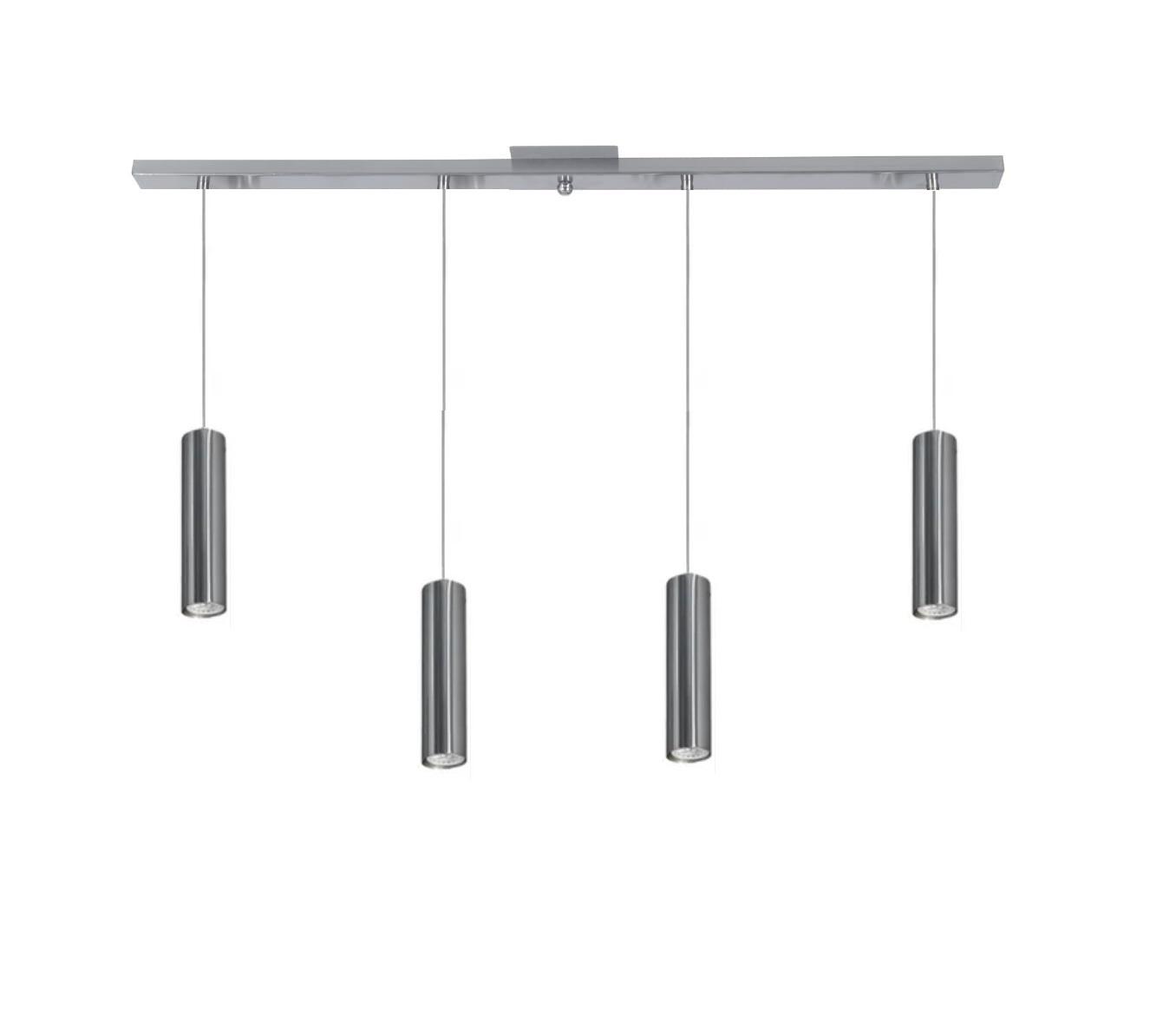 Base con 4 Colgante Tubo 20 Cm Acero Para Dicroica LED