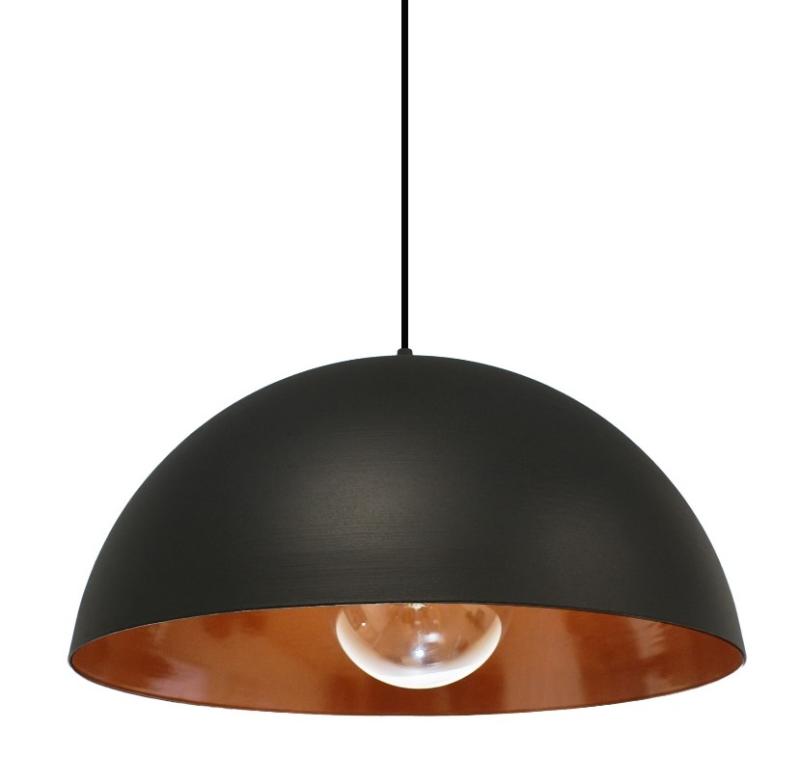 Lampara Colgante Campana Ferrolux 40 Cm Color Negro Y Cobre
