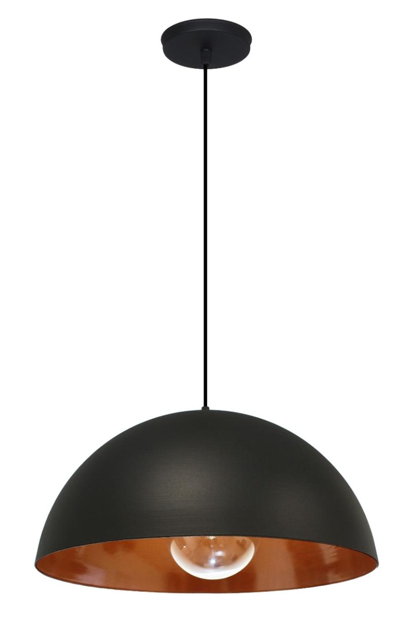 Lampara Colgante Campana Ferrolux 40 Cm Color Negro Y Cobre