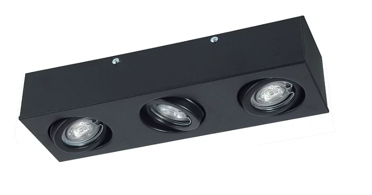 Plafon Aplicar 3 Dicroica LED 7w Blanco / Negro