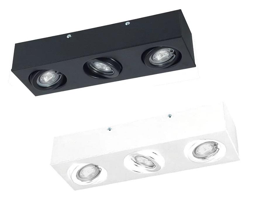 Plafon Aplicar 3 Dicroica LED 7w Blanco / Negro