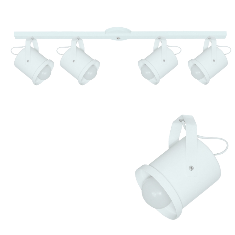 Base Riel 4 Spots Direccionables Para Lampara Led Rosca E27