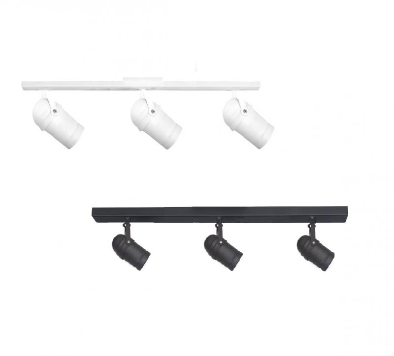 Base Riel 3 Spot Cinema Blanco / Negro Dicroica Led 7w