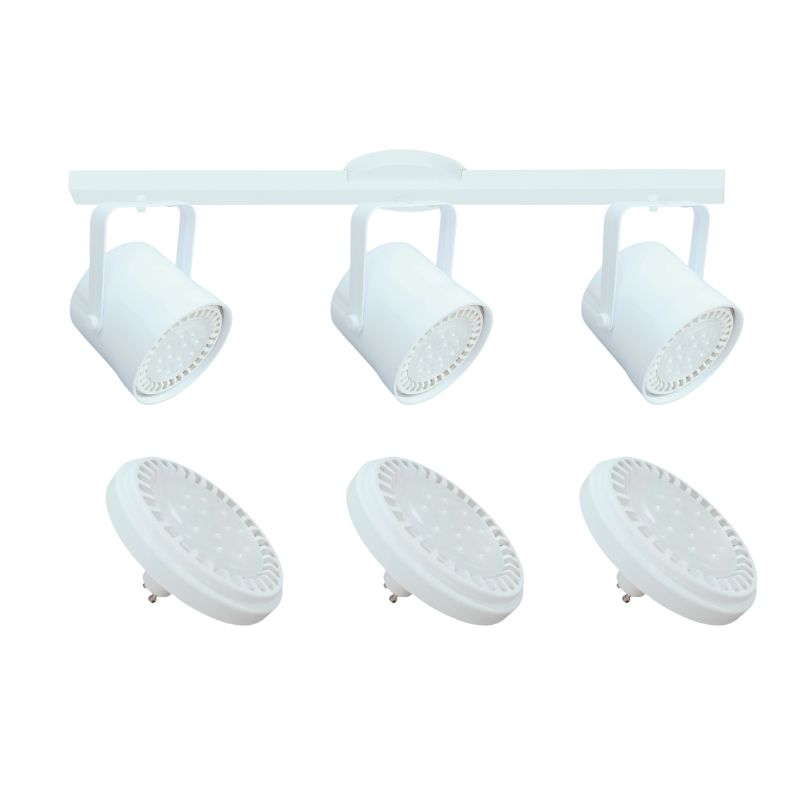 Base Riel 3 Spot Tacho PVC  Blanco / Negro AR111 LED 11w