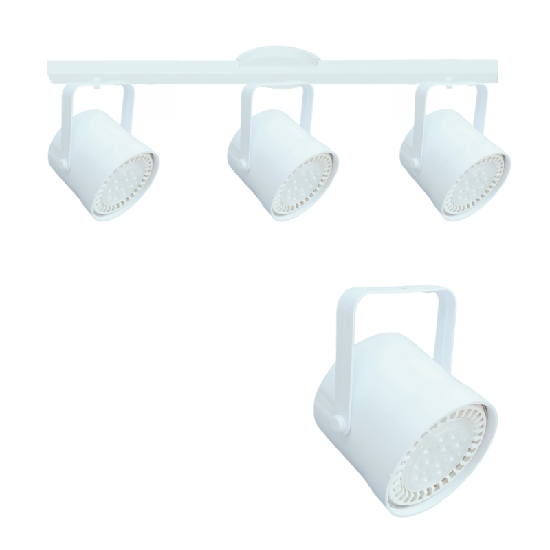 Base Riel 3 Spot Tacho PVC  Blanco / Negro AR111 LED 11w