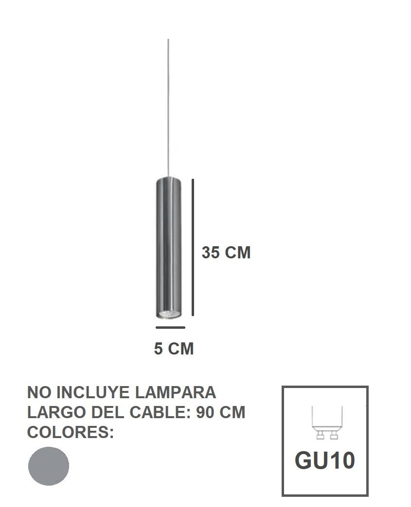 Colgante Tubo Acero 35 CM Para Dicroica LED