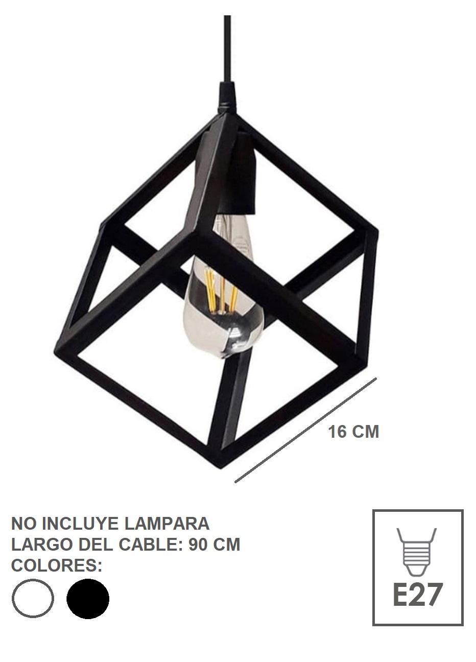 Colgante Cubo Blanco Negro Para LED E27
