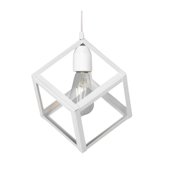 Colgante Cubo Blanco Negro Para LED E27