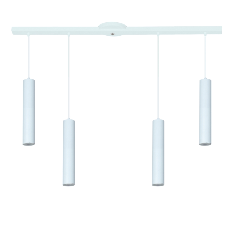 Base con 4 Colgante Tubo 50 Cm Blanco Negro 7W