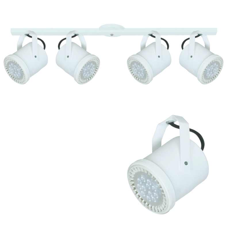 Base Riel 4 Spot Tacho Blanco / Negro AR111 LED 11w