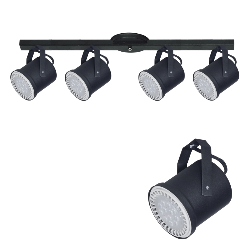 Base Riel 4 Spot Tacho Blanco / Negro AR111 LED 11w