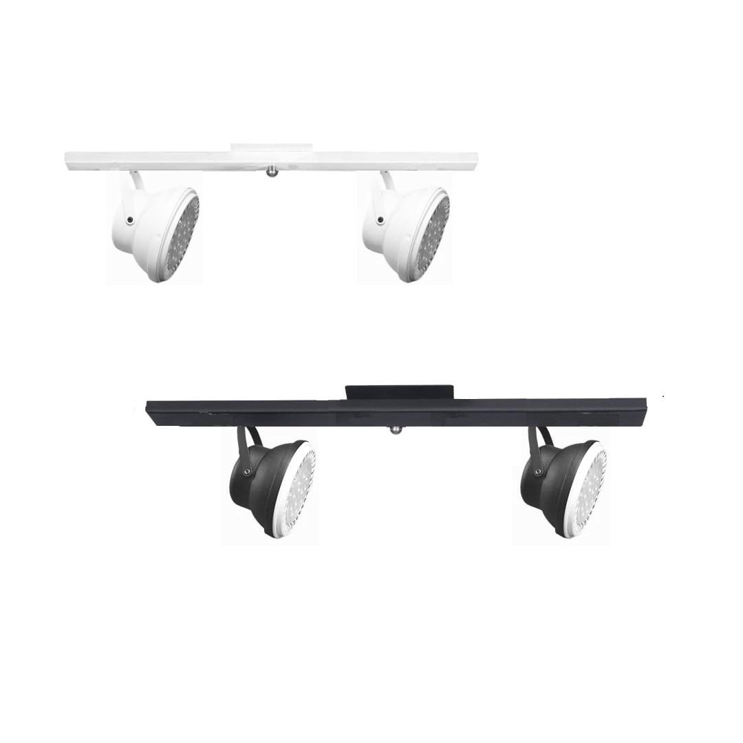 Base Riel 2 Spot Semicircular Blanco / Negro AR111 LED 11w