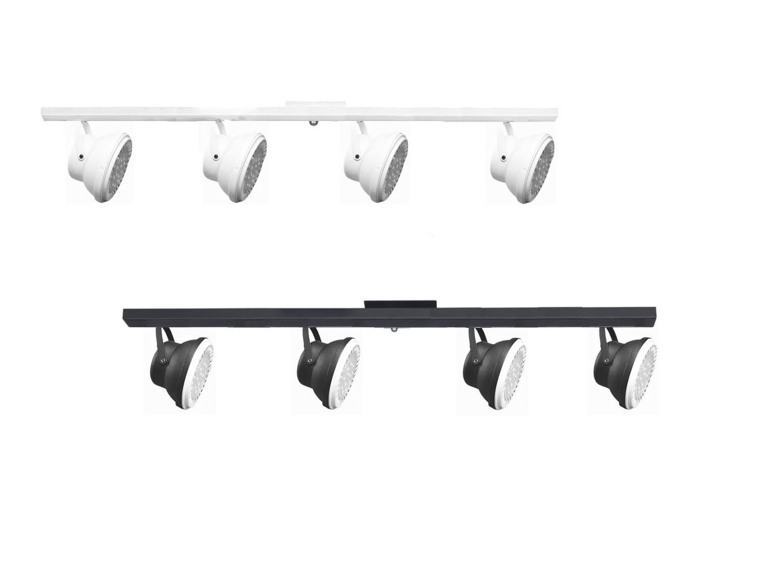 Base Riel 4 Spot Semicircular Blanco / Negro AR111 LED 11w