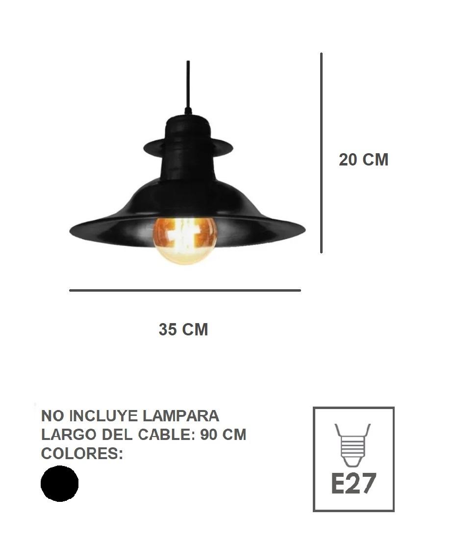 Colgante Negro Vintage Sombrero Ideal Decoracion Vintage Led