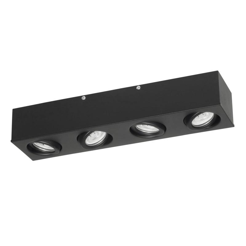 Plafon Aplicar 4 Dicroica Lineal LED 7w Blanco / Negro