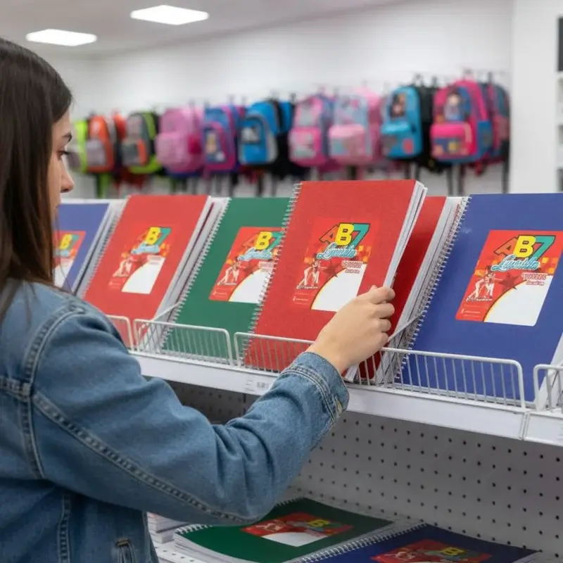 Cuaderno Laprida AB7 forrado azul con rulo y hojas de alto gramaje para birome.