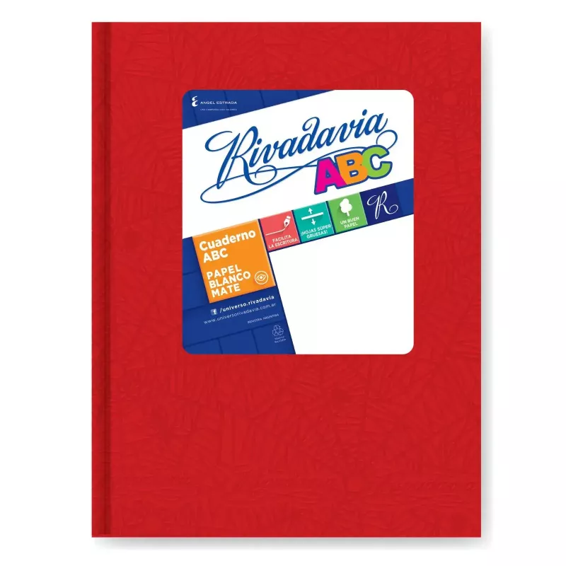 Cuaderno ABC Rivadavia rayado 50 hojas tapa dura para primer grado y jardín.