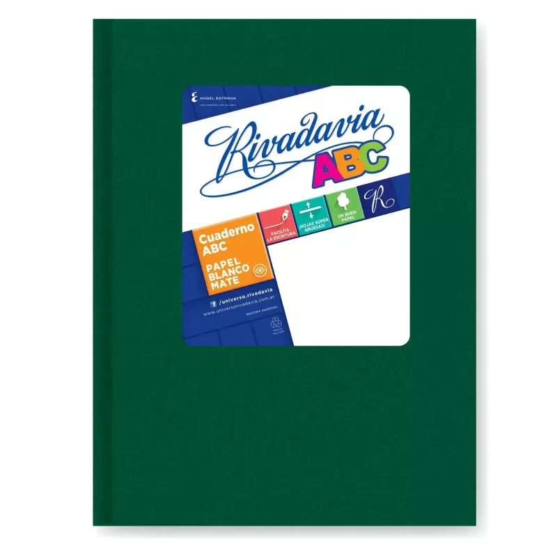 Cuaderno Rivadavia ABC tapa dura 50 hojas forrado oferta escolar.