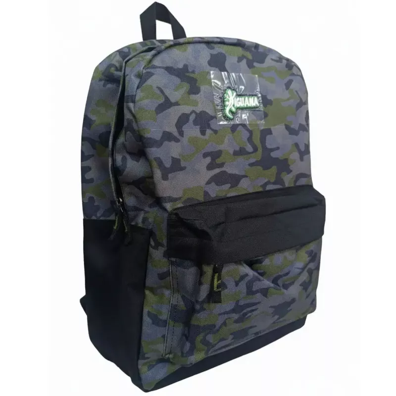 Mochila Iguana original de 17 pulgadas con cierres reforzados y costuras firmes.