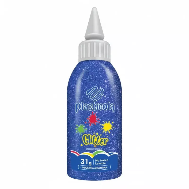 ADHESIVO CON GLITTER PLASTICOLA 31 GRS BRILLOS