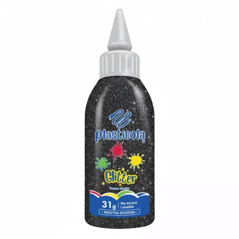 ADHESIVO CON GLITTER PLASTICOLA 31 GRS BRILLOS