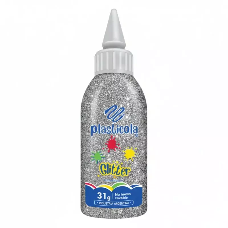ADHESIVO CON GLITTER PLASTICOLA 31 GRS BRILLOS